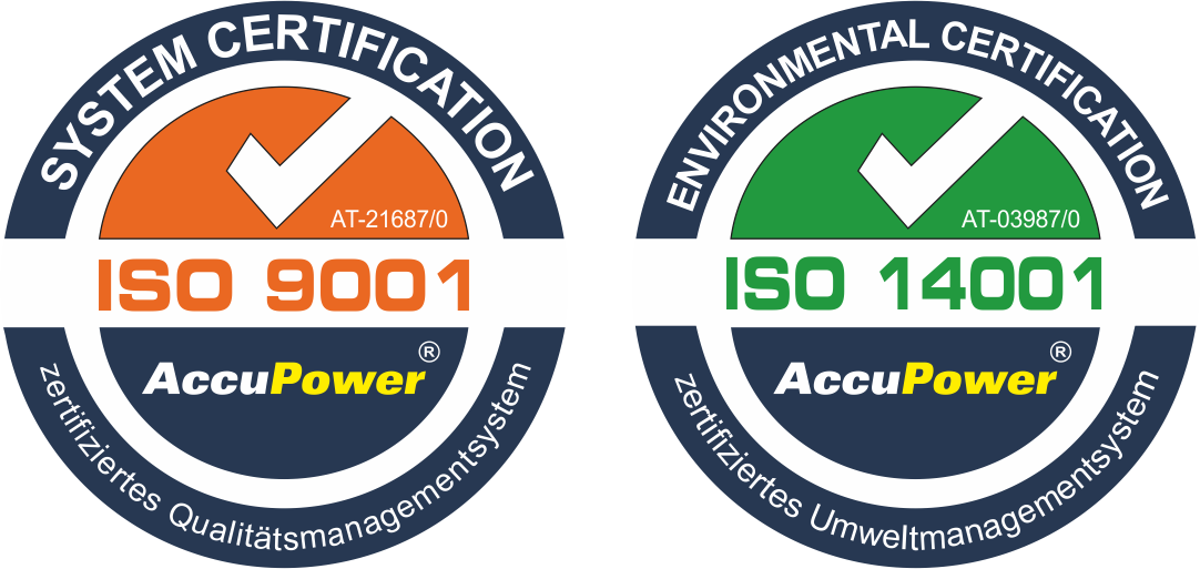 ISO_9001_und ISO 14001 Logos mit AccuPower